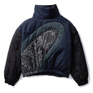 Who Decides War Black and Navy Graphic Jacket